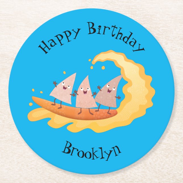 Cute nachos maj chip surfing underlägg papper rund (Framsidan)