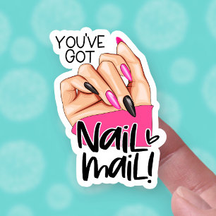 Cute Nagel Mail Nailfie Hand Pose Small Business Klistermärken