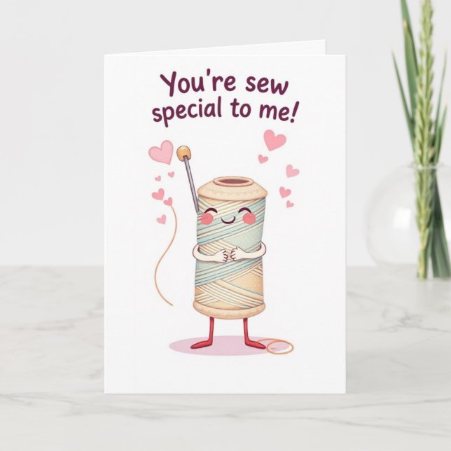 Cute Nål och Thread Kids Valentines day Helgkort (Framsida)