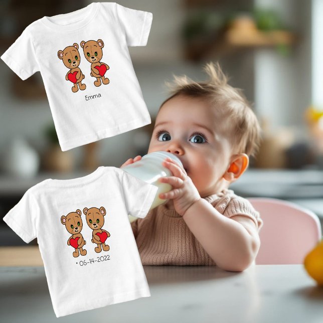 Cute nallar med röda hjärtan, personlig t shirt (Skapare uppladdad)