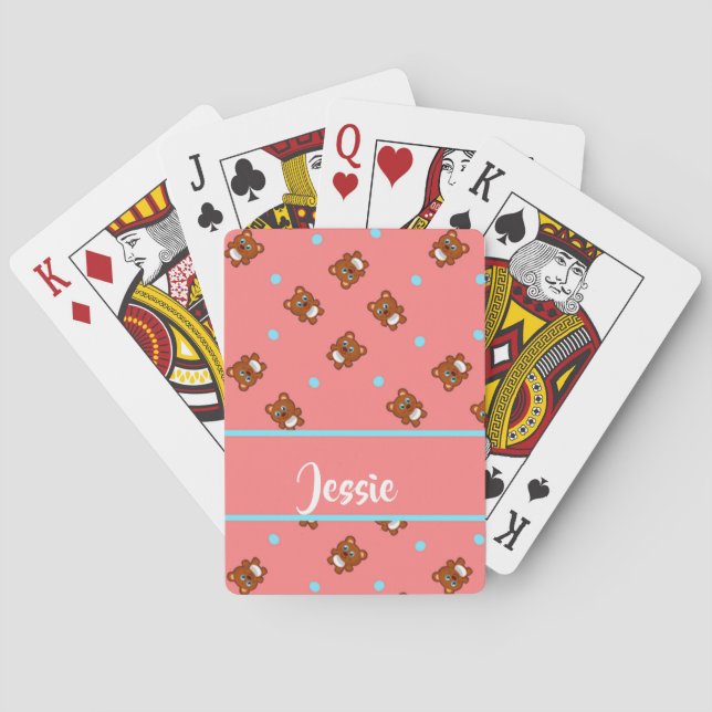 Cute-nallar på rosa casinokort (Baksidan)