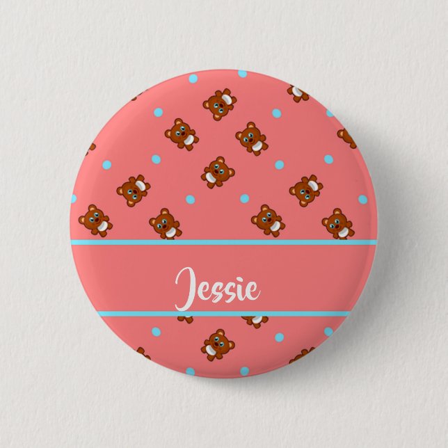 Cute-nallar på rosa knapp (Framsida)