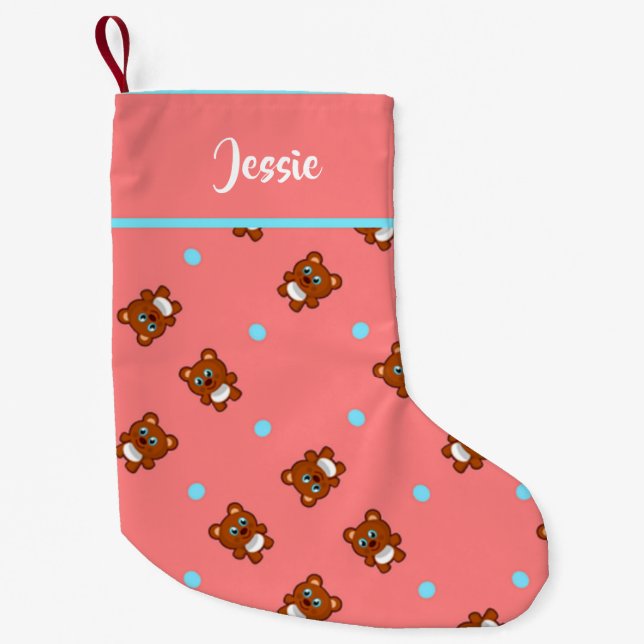 Cute-nallar på rosa liten julstrumpa (Framsidan)