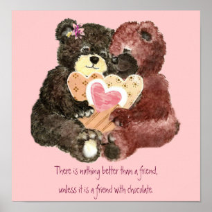Cute-Nallar, vänner, chokladoffert Poster