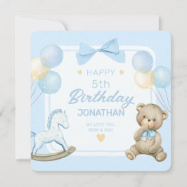 Cute Nalle and Rocking Horse Inbjudningar