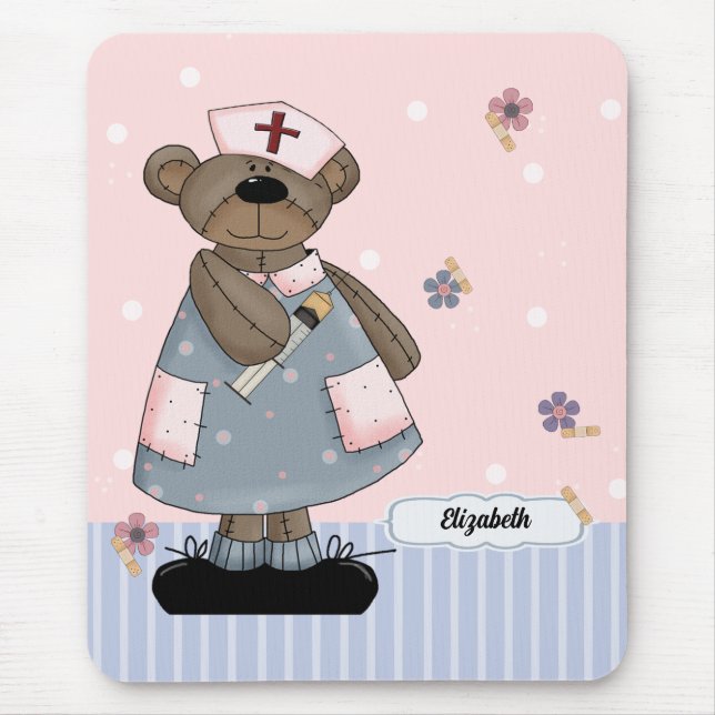 Cute Nalle Angel Anpassningsbar Mouse Pad for Nurs Musmatta (Framsidan)
