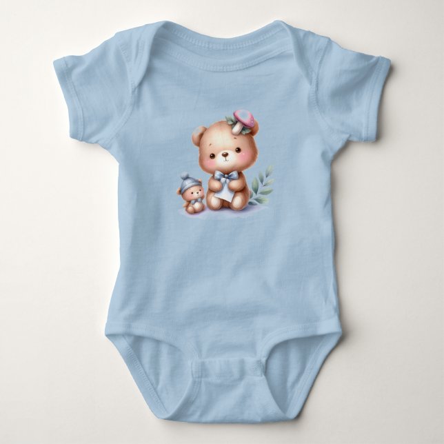 Cute Nalle Animal Tecknad Whimsical Art T Shirt (Framsida)
