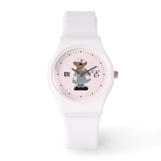 Cute Nalle Anpassningsbar Monogram Watch for Nurse Armbandsur (Framsida)