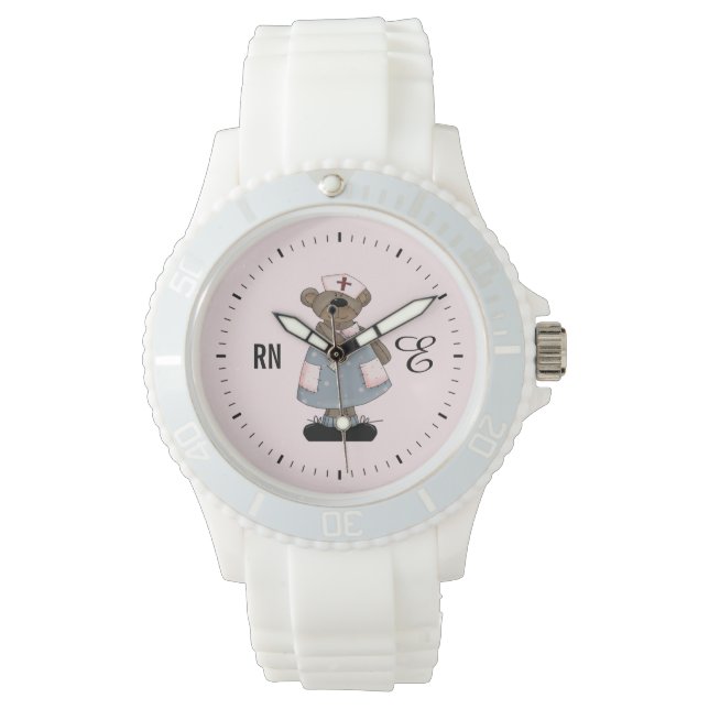 Cute Nalle Anpassningsbar Monogram Watch for Nurse Armbandsur (Framsida)
