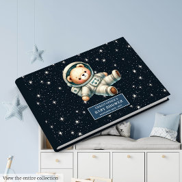 Cute Nalle Astronaut Boy Shower Gästböcker