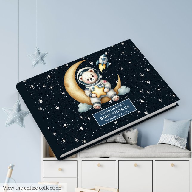Cute Nalle Astronaut Guest Bok Pojke (Cute Teddy Bear Astronaut Guest Book Baby Boy)