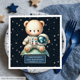 Cute Nalle Astronaut Napkins för Shower Party Pappersservett