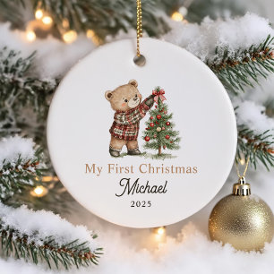 Cute Nalle Baby Första jul Julgransprydnad Keramik