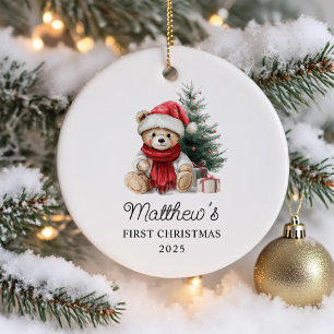 Cute Nalle Baby Första jul Julgransprydnad Keramik