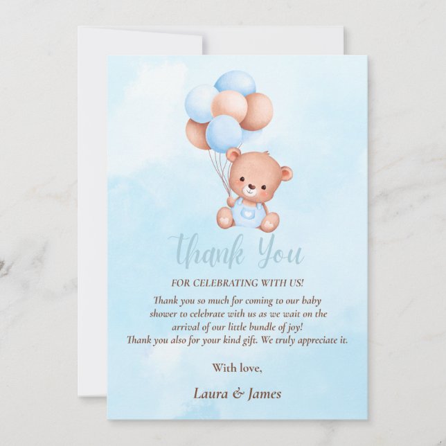 Cute Nalle Baby Shower - tackkort Inbjudningar (Framsida)