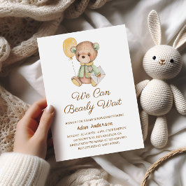 Cute Nalle Baby Shower - vi kan vänta tidigt Inbjudningar