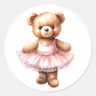 Cute nalle ballerina dansballet runt klistermärke