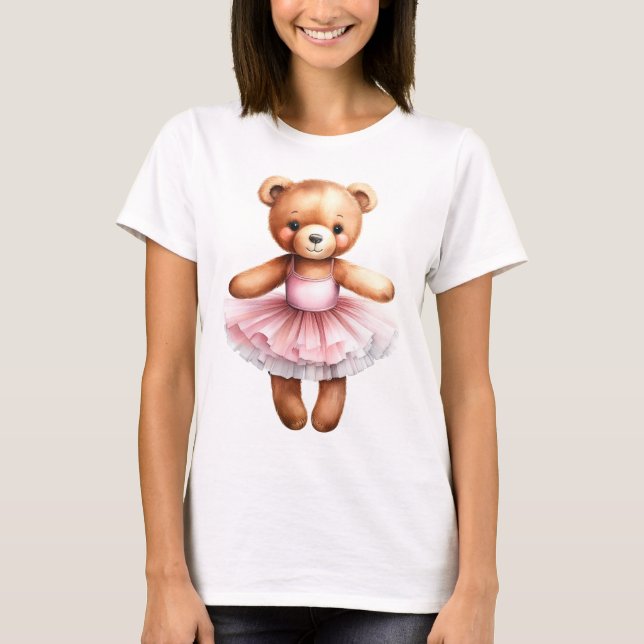Cute nalle ballerina dansballet t shirt (Framsida)
