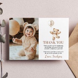 Cute Nalle Balloon Beary Birthday Photo Tack Kort