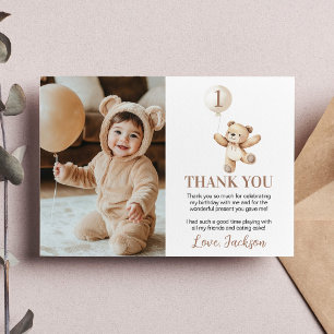 Cute Nalle Balloon Beary Birthday Photo Tack Kort