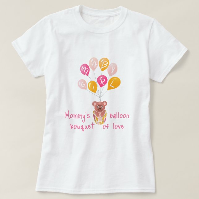 Cute Nalle Balloon Flicka Mor ska T Shirt (Design framsida)
