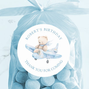 Cute Nalle Birthday Tack Sticker Runt Klistermärke
