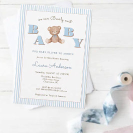 Cute Nalle Blue Boy Baby-dusch Inbjudningar