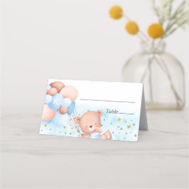 Cute Nalle Blue Boy Baptism Placeringskort