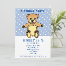 Cute Nalle Blue Polka Dot Kid's Birthday