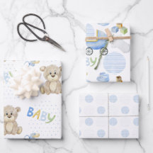 Cute Nalle Blue Polkadots Baby Carriage Boy