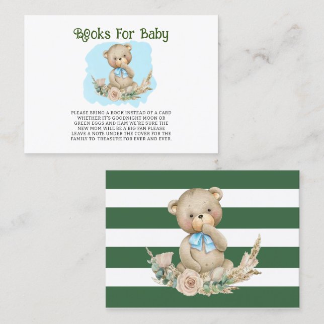 Cute Nalle Bokar för Baby Visitkort (Fram/baksida)