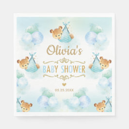 Cute Nalle Boy Shower Blue Pappersservett