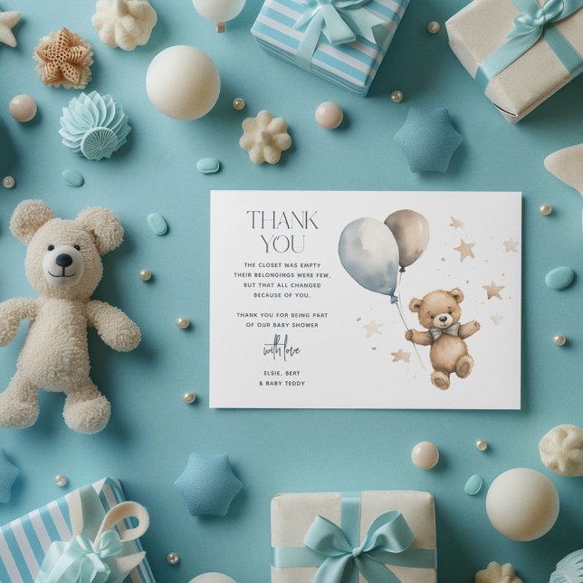 Cute Nalle Boy Shower Tack Kort (Skapare uppladdad)