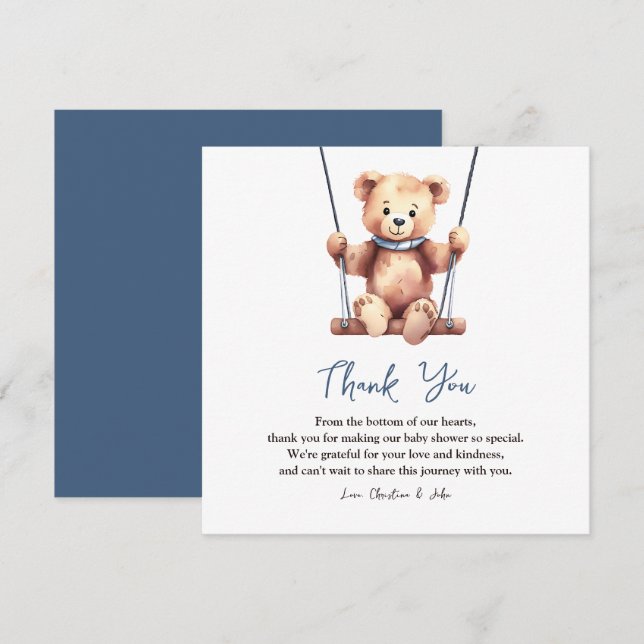Cute Nalle Boy Shower Tack Kort (Fram/baksida)