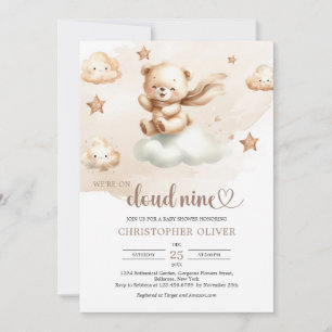 Cute nalle brunbrunt elfenbensbeige-moln nio inbjudningar
