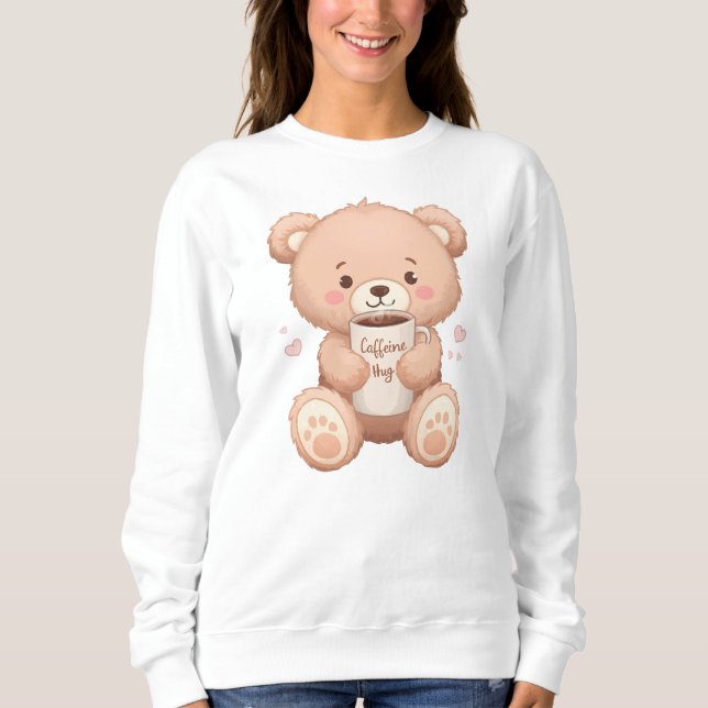 Cute Nalle ’Caffeine Hug’ T Shirt (Framsida)