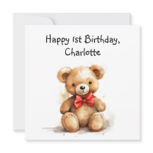 Cute nalle card med 1:a födelsedag-dikt,