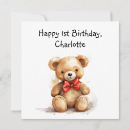Cute nalle card med 1:a födelsedag-dikt, kort