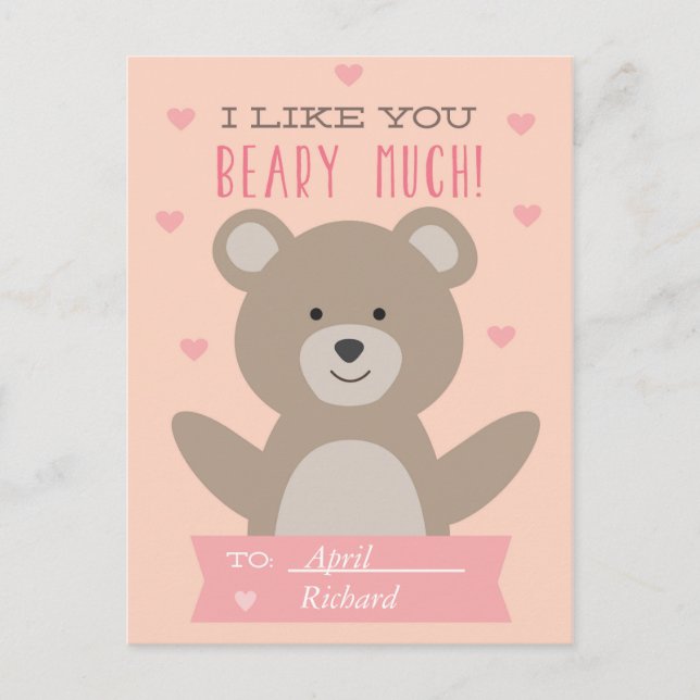 Cute Nalle Classroom Valentine-vykort Helg Vykort (Framsida)