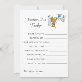 Cute Nalle Clothes Line Önskemål för Baby Card