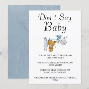 Cute Nalle Clothes Line Säg inte Baby-kort