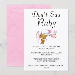 Cute Nalle Clothes Line Säg inte Baby-kort
