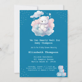 Cute Nalle Cloud Barly Wait Baby Shower Inbjudningar