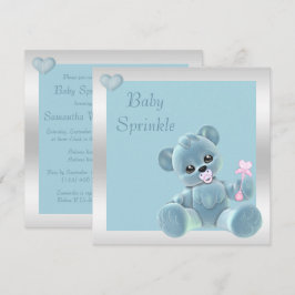 Cute Nalle Dubbla Sied Baby Sprinkle Inbjudningar