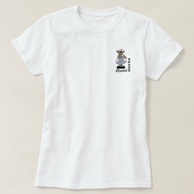 Cute Nalle eget namn T-Shirt för sjuksköterska (Design framsida)