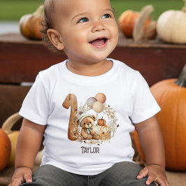 Cute Nalle Fall Beary 1:a födelsedag T-shirt