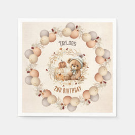 Cute Nalle Fall Birthday Boy Pappra Napkins Pappersservett