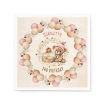 Cute Nalle Fall Birthday Girl Pappra Napkins