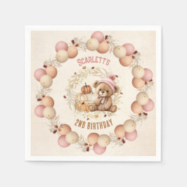 Cute Nalle Fall Birthday Girl Pappra Napkins Pappersservett