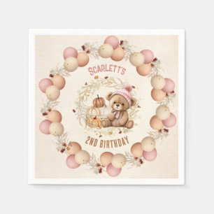 Cute Nalle Fall Birthday Girl Pappra Napkins Pappersservett